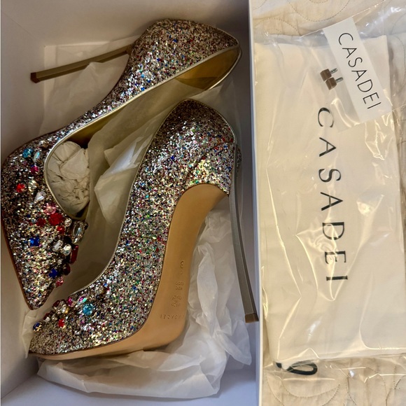 Casadei size 39 pellame Glitter Rainbow Stilletos - Picture 5 of 12